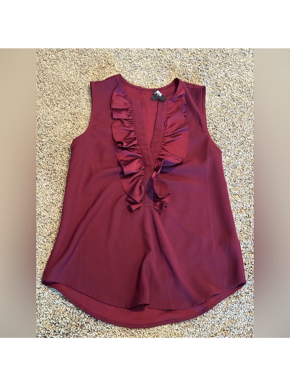 J. Crew Burgundy Ruffled Bib Collar Blouse XXS